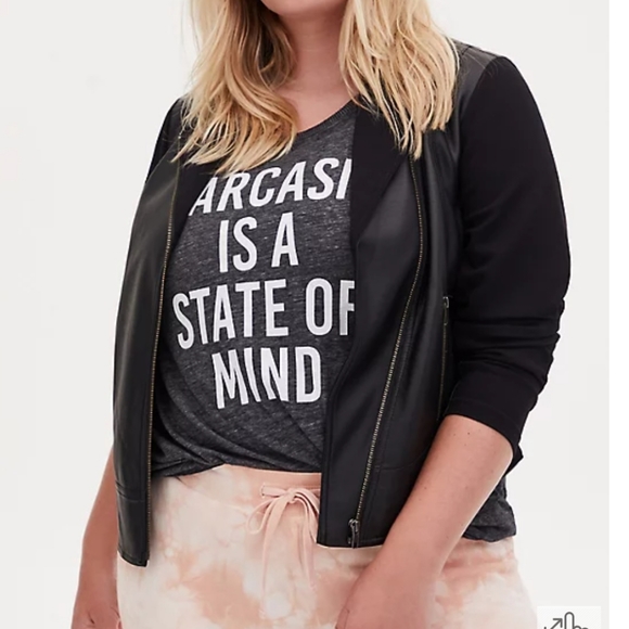 torrid Jackets & Blazers - Torrid Jacket BLACK FAUX LEATHER & PONTE MOTO Size 6 or‎ 30
